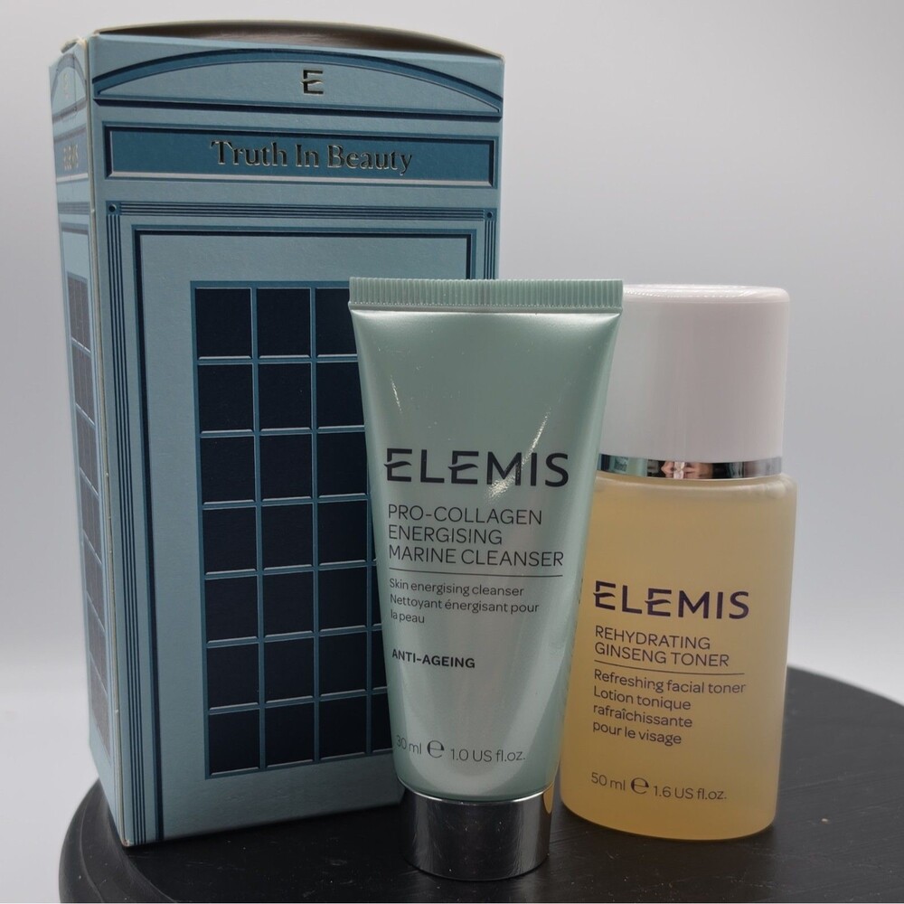 ELEMIS Pro-Collagen Cleanser 30ml & Ginseng Toner 50ml Travel w/ see description